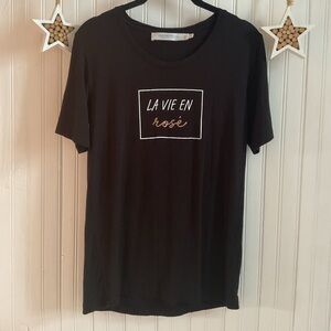 Simons🧡Black Pajama Top with White and Pink Accents